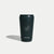 Hedoniq charcoal (black) reusable travel cup with minimalist coffee branch design.